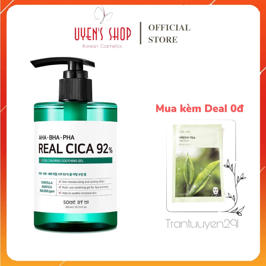 Gel ngừa mụn Some By Mi AHA-BHA-PHA Real Cica 92% Cool Calming Soothing Gel 300ml