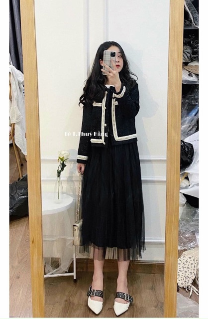 Áo dạ dài tay kẻ tweed ( kèm video , ảnh thật ) HÀNG QC | BigBuy360 - bigbuy360.vn