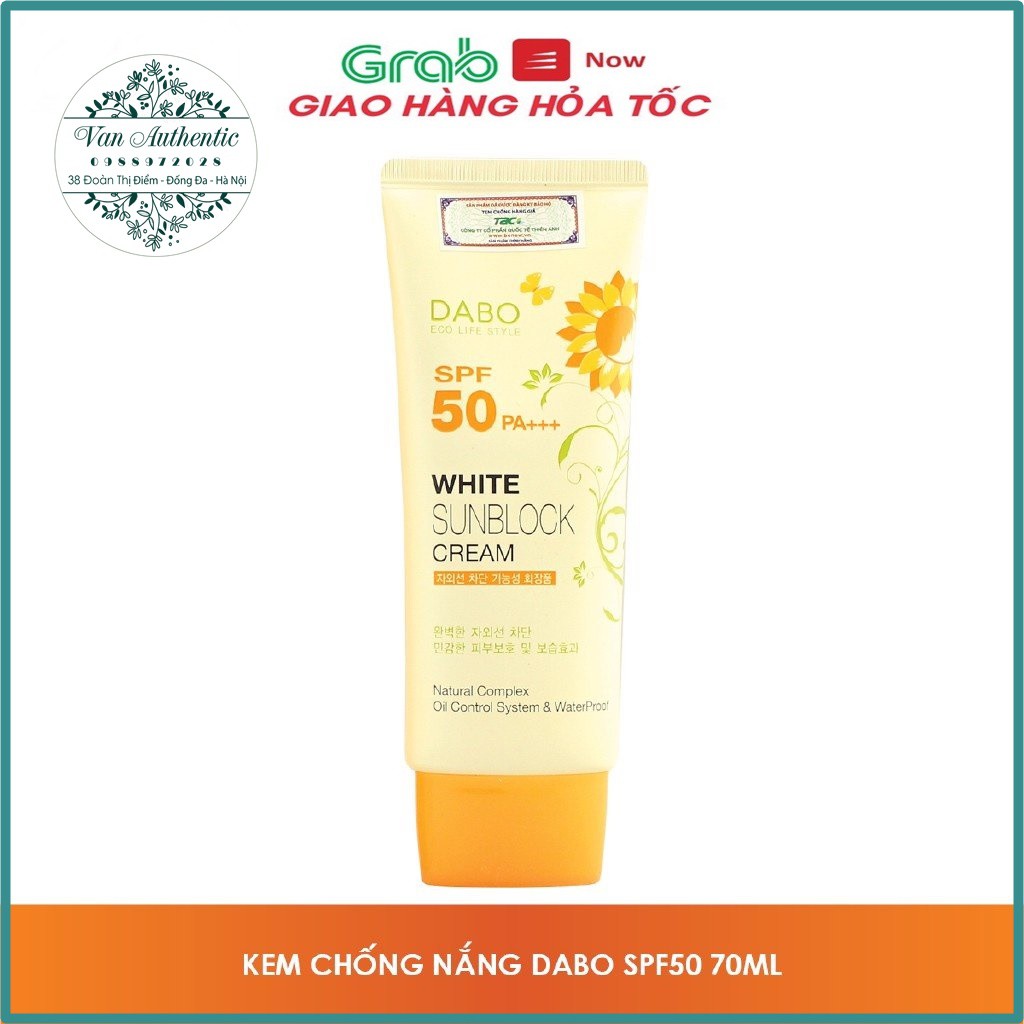 Hàng Chính Hãng - Kem Chống Nắng Không Nhờn Dính Tác Dụng Lâu DaBo White Sunblock cream Hàn Quốc 70ml