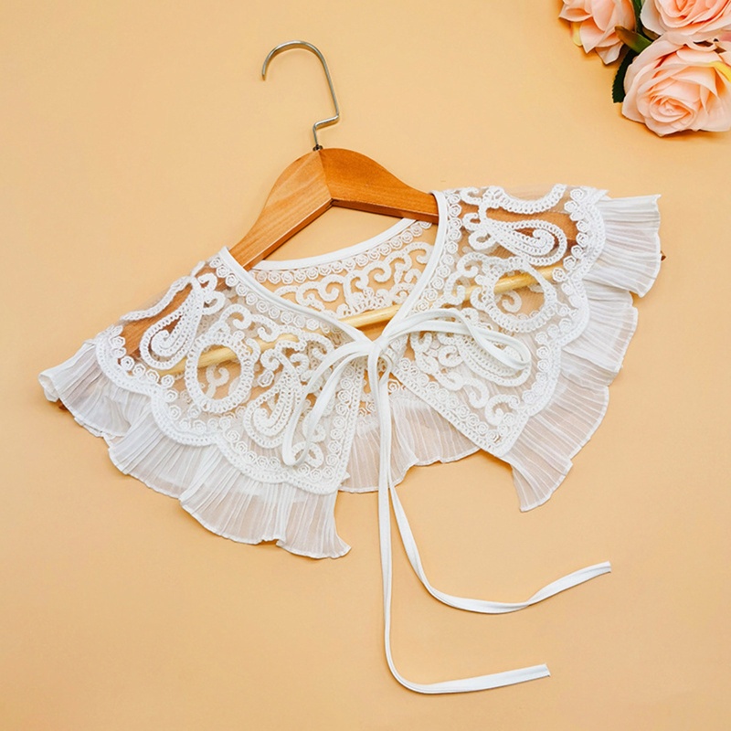 Khăn Choàng Cổ Xếp Li Thêu Hoa Nhìn Xuyên Thấu Cho Nữ