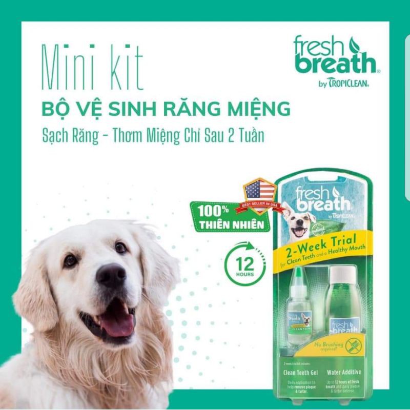 Combo vệ sinh răng miệng chó, giảm mùi hôi, mảng bám (TropiClean, Mỹ)