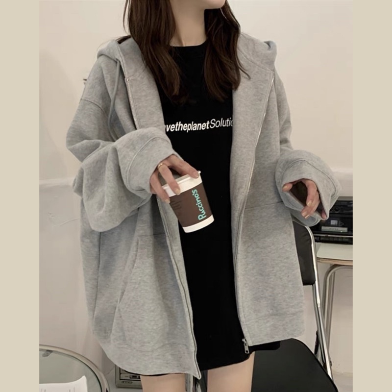 Áo khoác trơn thun cotton , Áo khoác from rộng phong cách hàn quốc