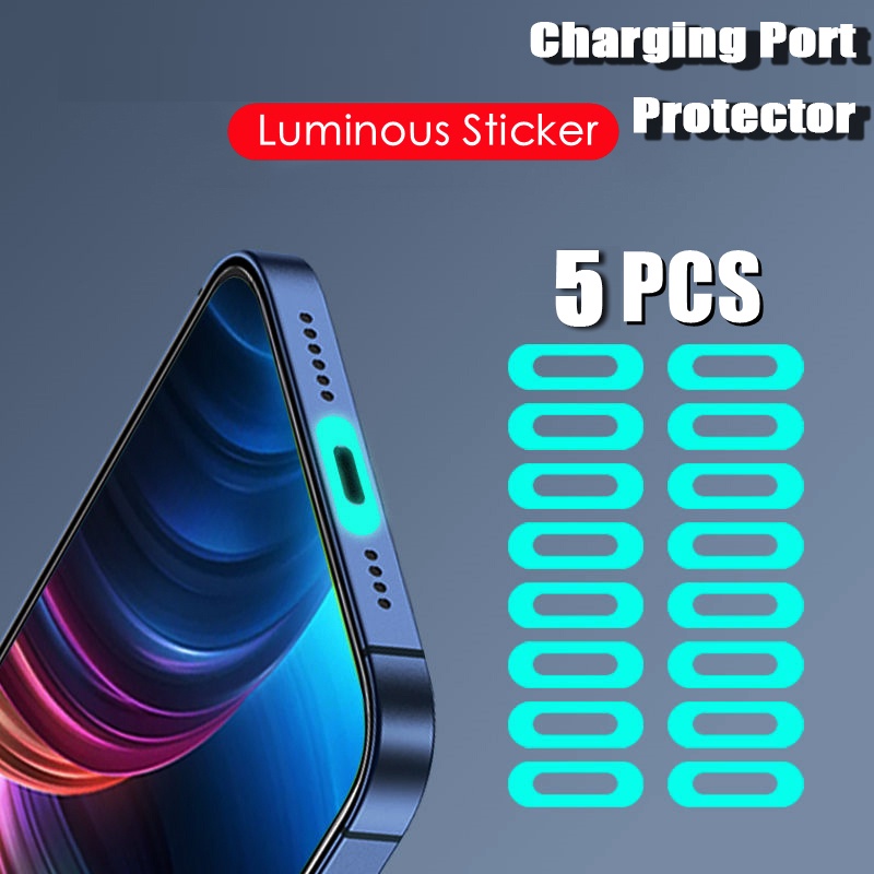 Bộ 5 Miếng Dán Cổng Sạc Type-C Micro USB Chống Trầy Xước Màu Dạ Quang