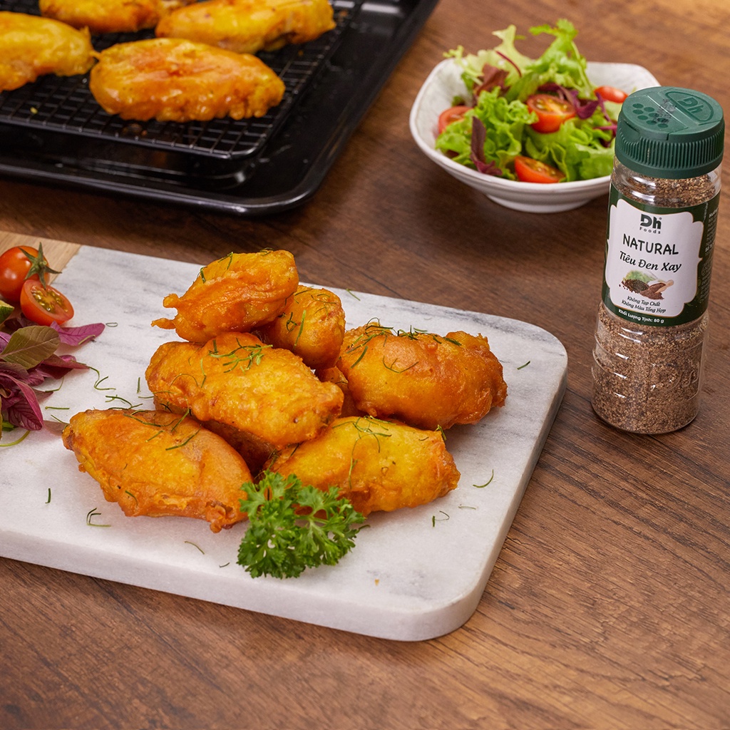 Natural tiêu đen xay 80gr Dh Foods nguyên liệu ướp chế biến thực phẩm tự nhiên