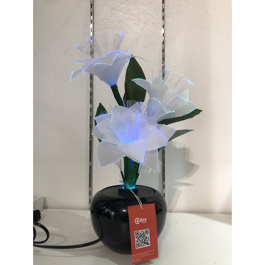 Bình hoa ly trắng đèn led sợi quang đổi màu - cắm điện 220V - BH070T