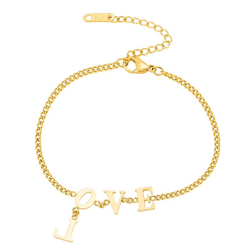 Vòng Tay Bằng Thép Titan Mạ Vàng Hồng 18k Thiết Kế Đơn Giản Phong Cách Hàn Quốc