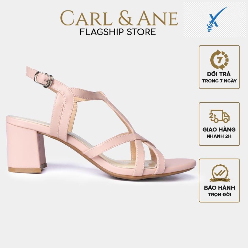 🖐️Carl & Ane - Giày sandal mũi vuông gót cao 5cm màu hồng _ CS002 🖐️