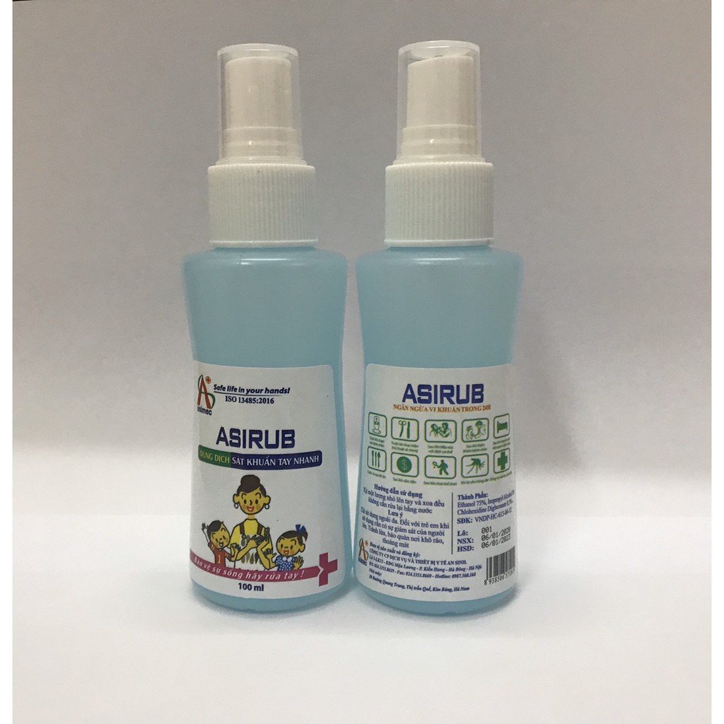 Dung dịch sát khuẩn tay nhanh không cần dùng nước ASIRUB 100ml