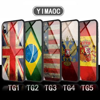 Ốp điện thoại tráng kính cường lực họa tiết cờ tùy chọn 17C thích hợp cho iPhone XS Max XR X 11 Pro 7 8 6 6S Plus