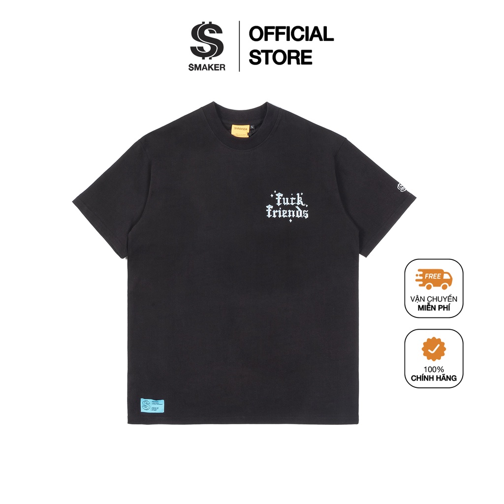 Áo thun cotton nam nữ Unisex form rộng tay lỡ, local brand chính hãng - CHROME "STILL BE FRIENDS" TEE IN BLACK