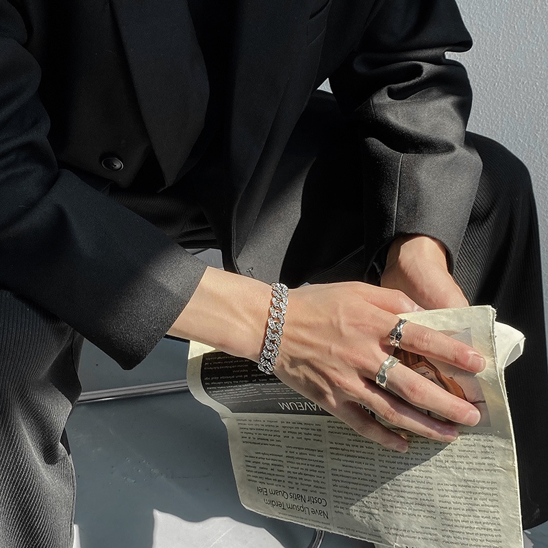 Vòng đeo tay 19a1448 đính đá toàn bộ phù hợp với phong cách thời trang hip hop cho nam và nữ