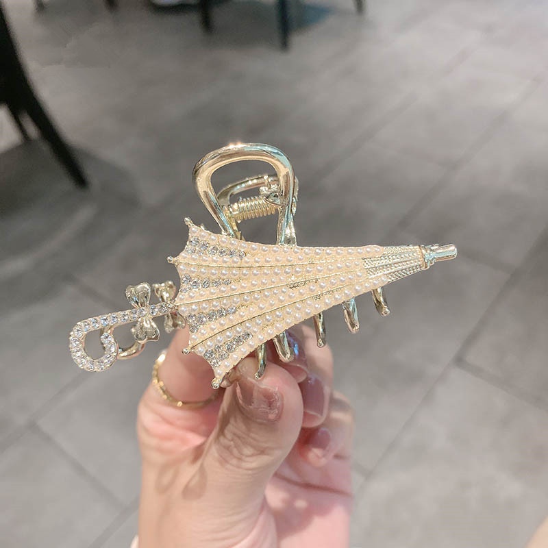 Kẹp Tóc Hình Chiếc Ô Đính Ngọc Trai 2022