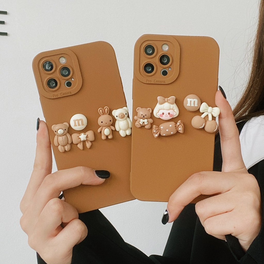 Vivo Y21T Y33S Y21S Y20 Y20i Y20SG Y12A Y12S Y21 2021 Y17 Y15S Y15A Y15 Y12 Y50 Y30 Y30i Y20SG Y19 Y72 Y52 Y76 5G Y91 Y51 Y31 Y53S 4G Y91i Y93 Y95 V23 V23E V21E V21 V20 S1 Pro Y85 V9 Youth V15 V11i Cute Bear Fine hole Soft Case Brown Candy GirL TY 18