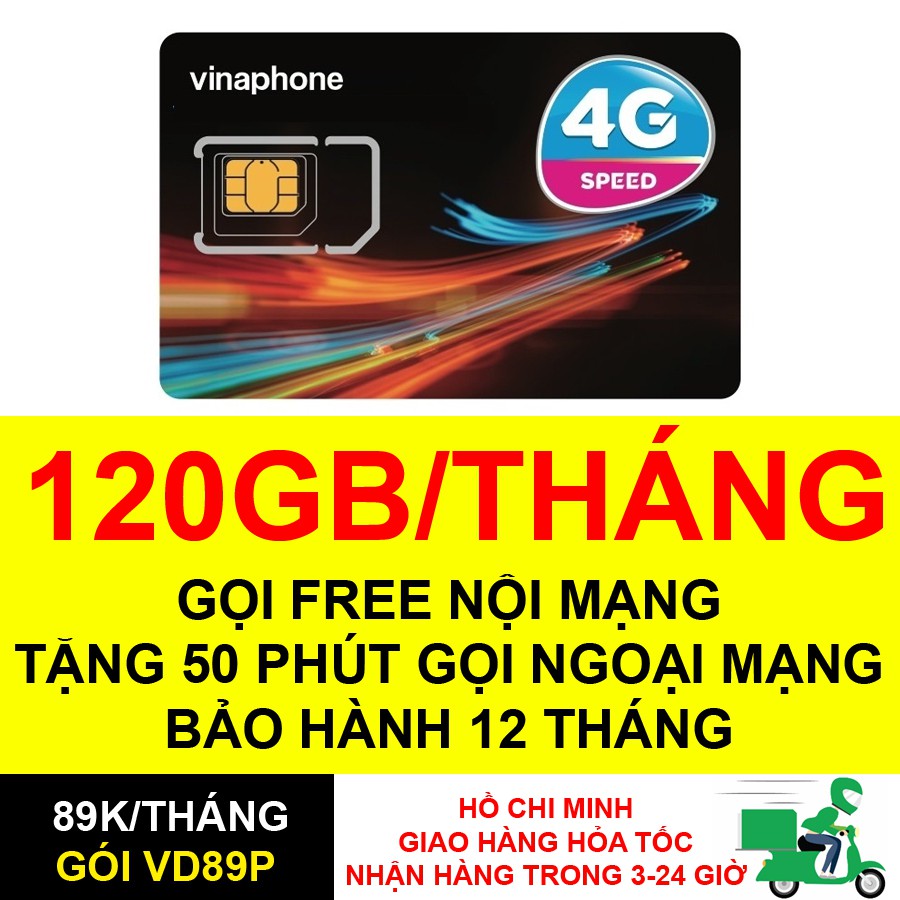 Sim 4G Vinaphone VD89 PLUS 120GB/THÁNG (4GB/NGÀY) data tốc độ cao
