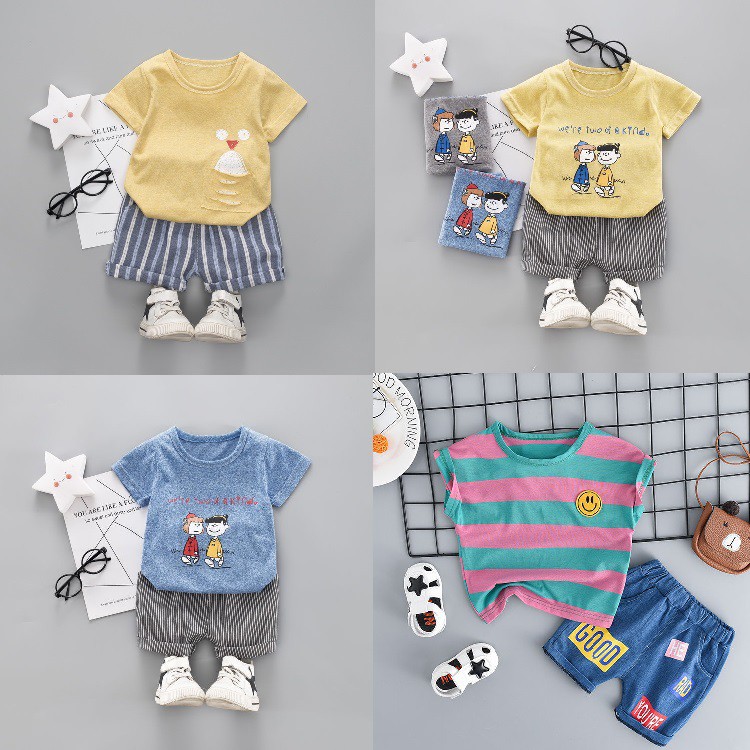 Thanh lý bộ quần áo cộc tay bé trai, bé gái size 8- 18kg