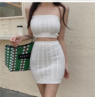 Set áo ống chân váy len ôm body