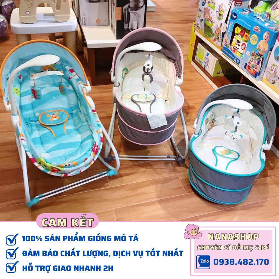 Nôi rung kiêm ghế bập bênh 5 in 1 kèm màn chống muỗi Mastela