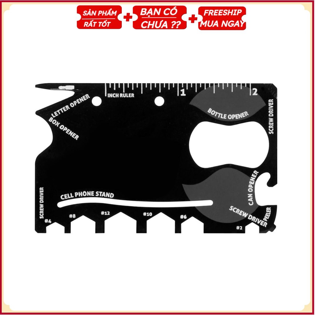 Miếng Thép Kĩ Thuật Kiểu Ninja 18 Chức Năng (Đen/Bạc)