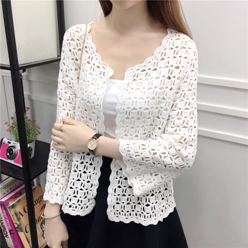 Áo khoác cardigan dệt kim mỏng dáng rộng thiết kế lỗ nhỏ thời trang xinh xắn cho nữ
 | BigBuy360 - bigbuy360.vn