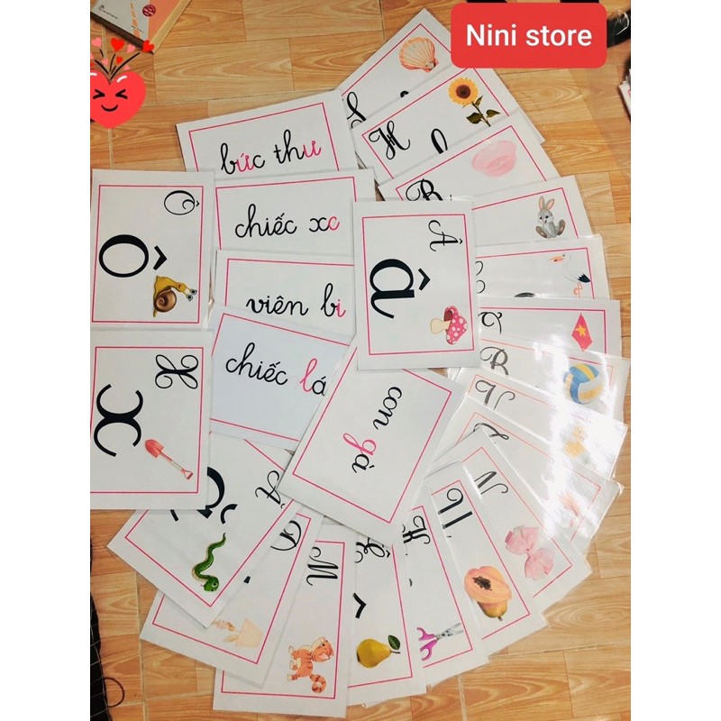 Flash card học chữ 29 chữ cái Tiếng Viết