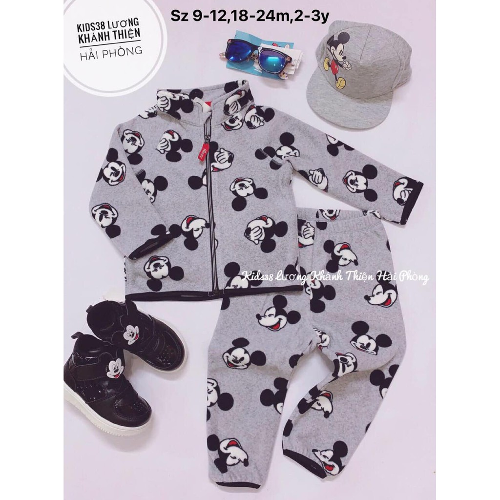 Set quần áo nỉ fleece mickey xám HM H&amp;M _ hàng chính hãng Anh