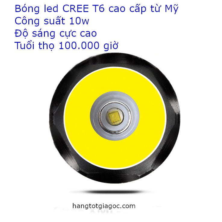 Đèn pin led siêu sáng Ultrafire 502B pin Lithium, sạc USB, bóng Led 10w