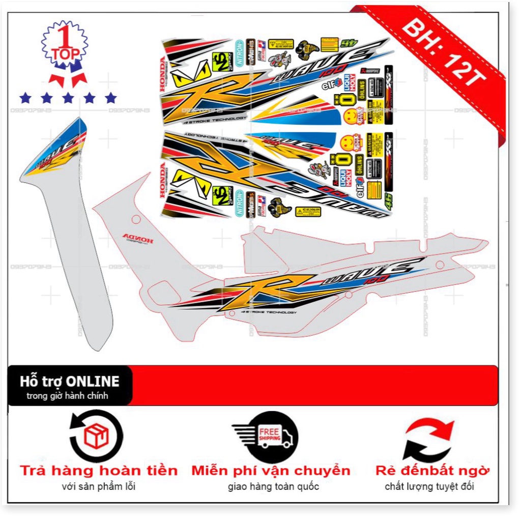 ( Quí khách vui lòng mang ra tiệm cho thợ dán ) Tem wave nhỏ đời đầu 100 bạc