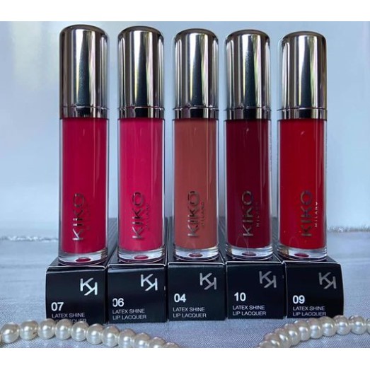 Son bóng - son môi  Kiko - Latex Shine Lip Lacquer- màu hồng, cam đỏ, đỏ vang