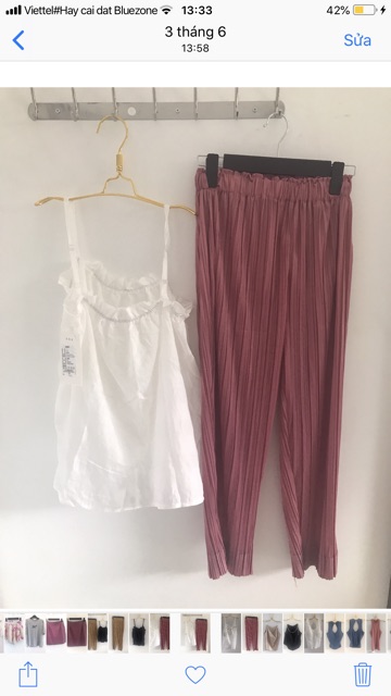 Sét áo hai dây + quần thun gân chất loai 1