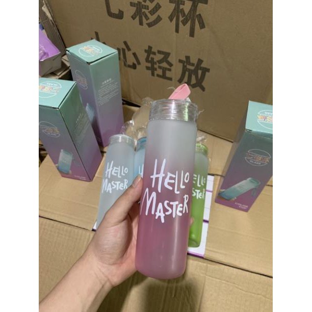[ XẢ HÀNG ] Bình nước thủy tinh Hello Master chai to 450ml siêu hót cho mùa hè
