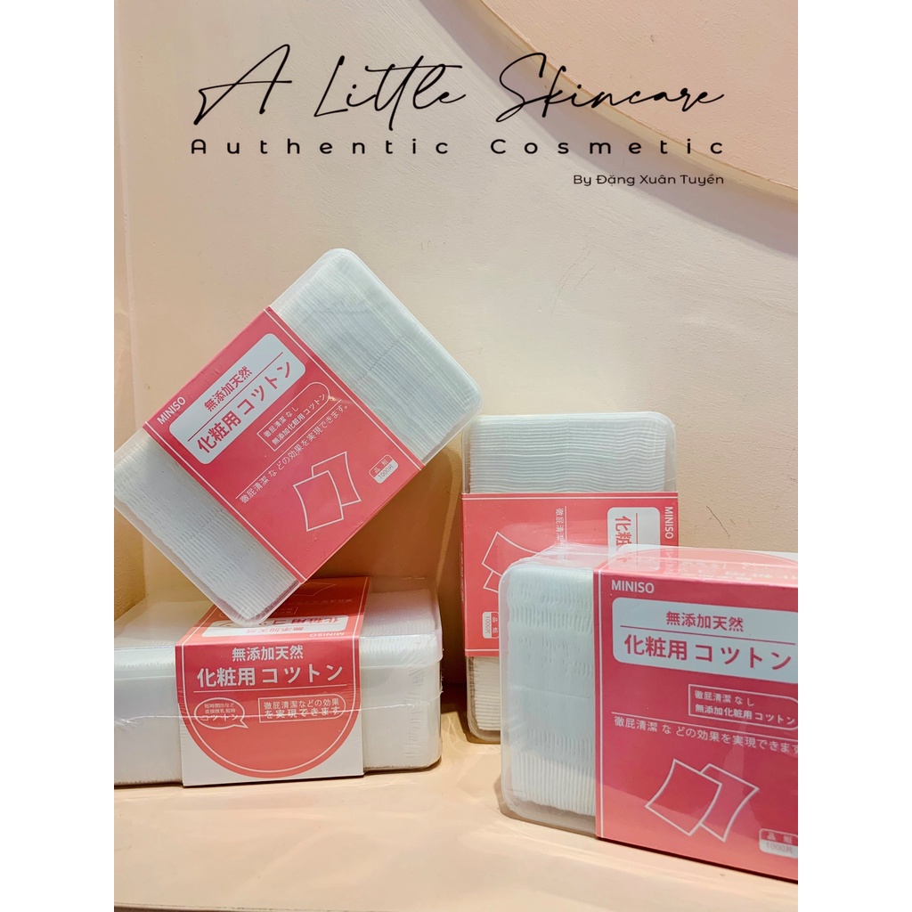 BTT bông tẩy trang MINISO Nhật dai bền không tơi 1000 miếng