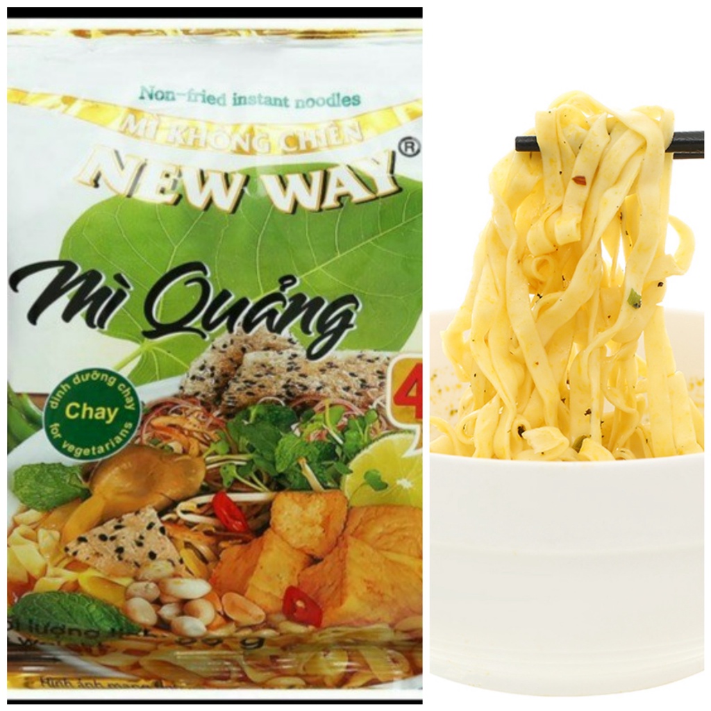 Thực Phẩm Xanh Mì Không Chiên New Way - Mì Quảng Chay (Thùng 30 Gói)