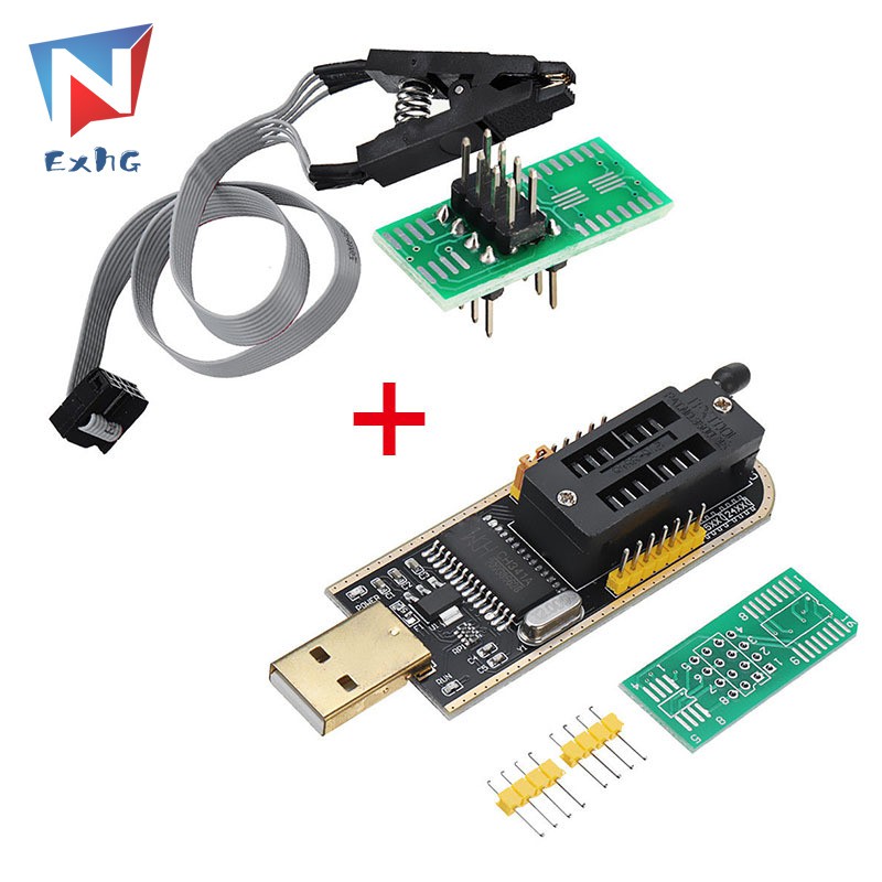 ExhG❤❤❤High quality CH341A 24 25 Series EEPROM Flash BIOS USB Programmer SOIC8 Clip On-Board Set @VN