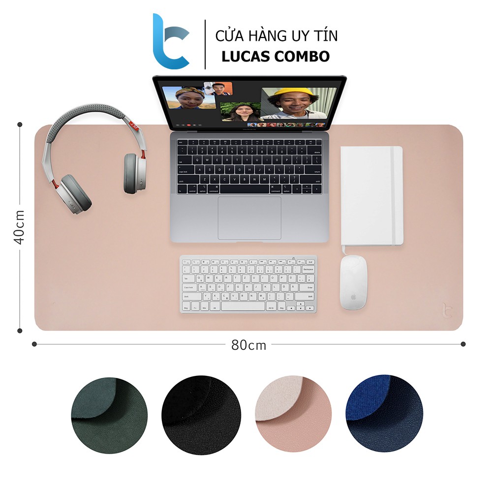 Thảm Da Trải Bàn Làm Việc Deskpad Lucas Mềm Mịn, Chống Nước, Chống Quăn, Di Chuột Êm Mượt, Lót Chuột Cỡ Lớn