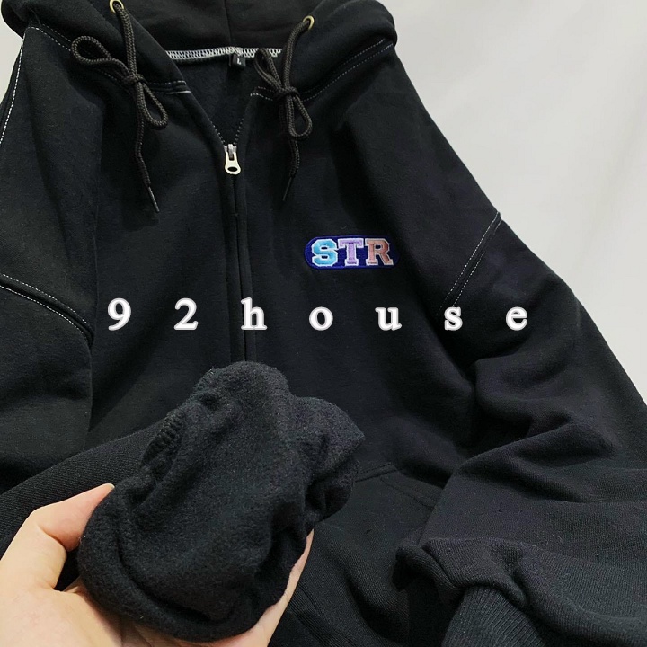 Áo khoác nỉ basic trơn thêu chữ có nón form rộng freesize / Áo gió ulzzang unisex chữ thêu