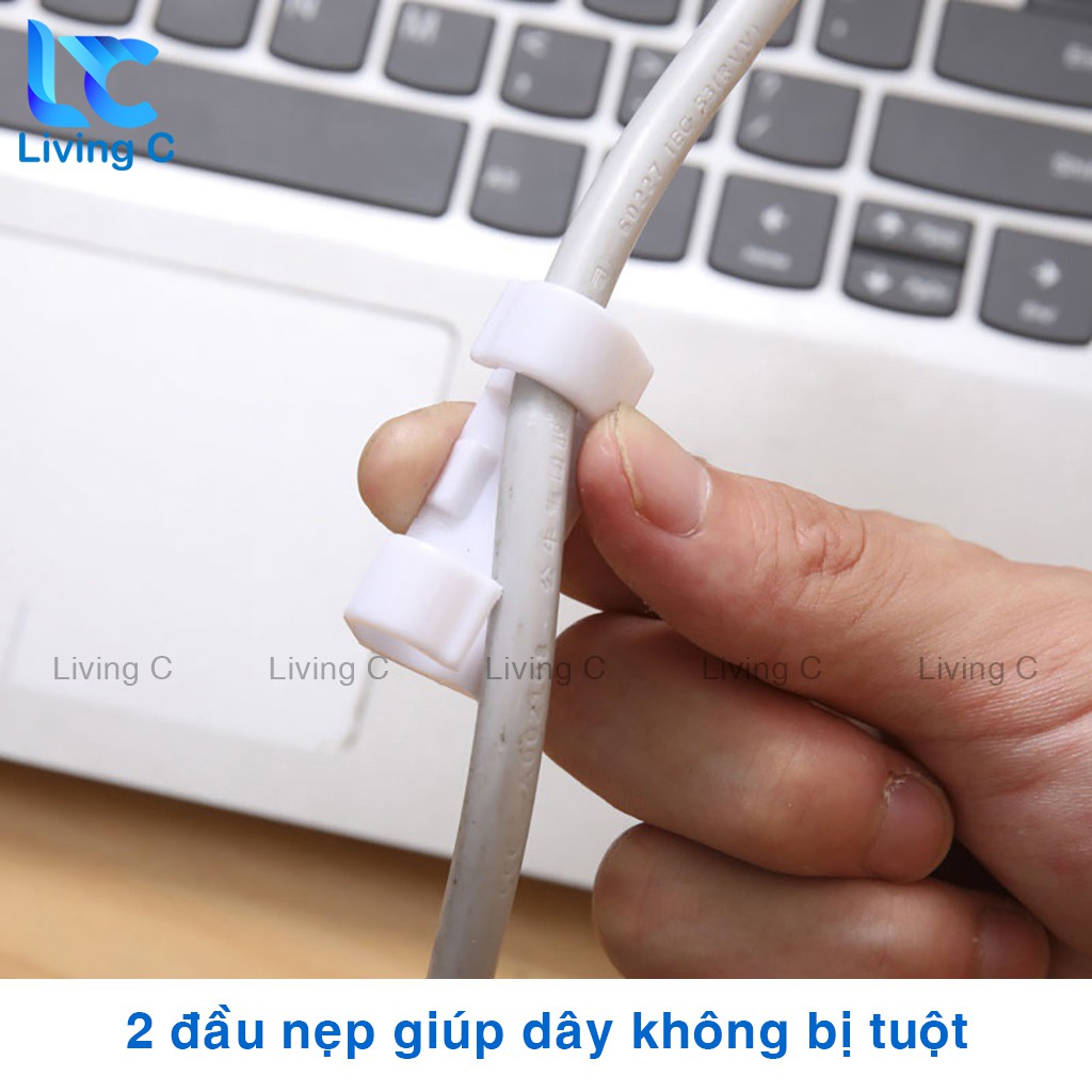 Bộ 16 nẹp dây điện chống rối Living C , combo 16 kẹp cố định dây điện dán tường _B39