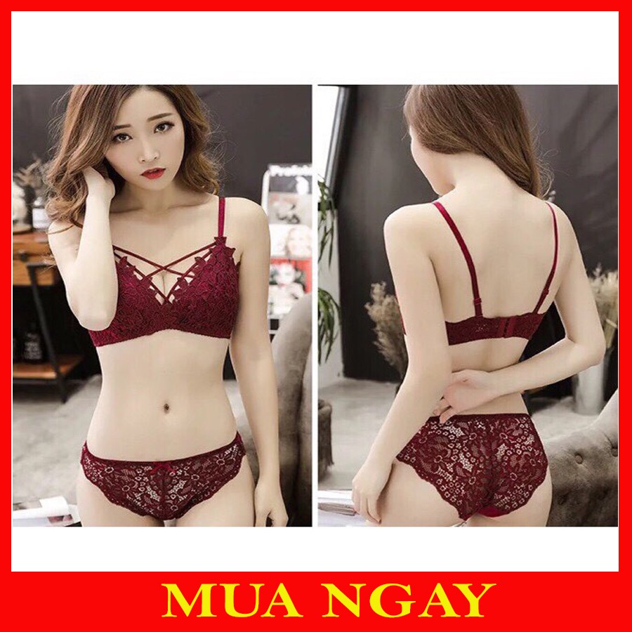 Bộ Đồ Lót Ren Đan Dây Nữ LR01