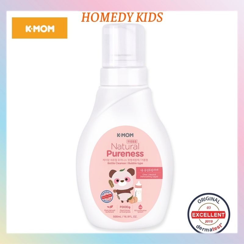 Nước rửa bình & rau quả hữu cơ K-Mom Hàn Quốc dạng chai tạo bọt (500ml) KM01 Homedy kids