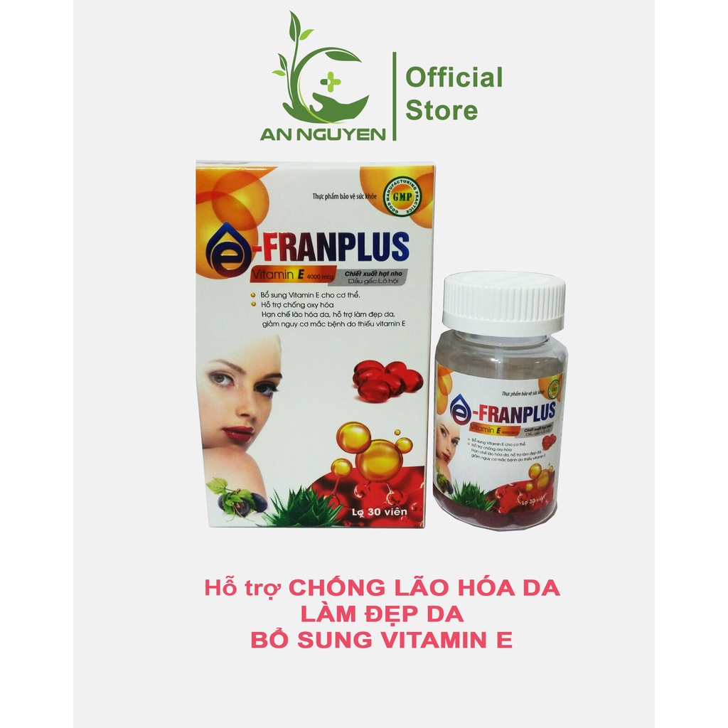 Viên Uống đẹp da Franplus Vitamin E Đỏ 4000mcg hộp 30viên