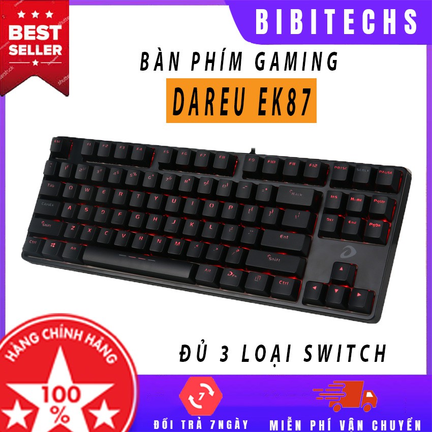 Dareu  FREESHIP  Bàn phím cơ gaming - Dareu EK87 - Bàn Phím Gaming TKL - BiBiTechs