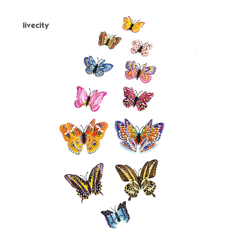 Bộ 12 bươm bướm 3D phát quang gắn trang trí nội thất | BigBuy360 - bigbuy360.vn