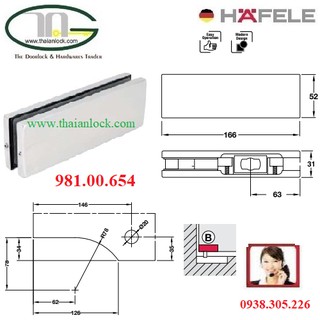 Kẹp kính dưới Hafele 981.00.654