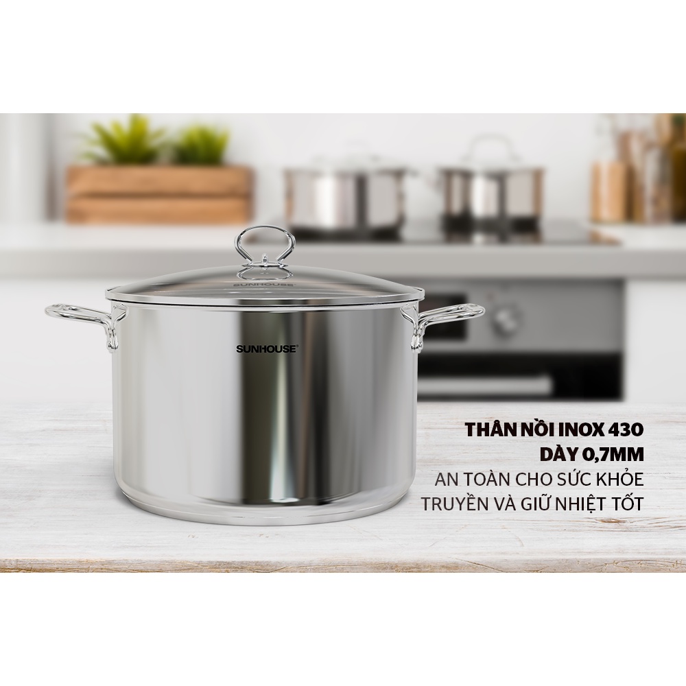 NỒI LUỘC GÀ INOX 430 BẾP TỪ 1 ĐÁY SUNHOUSE