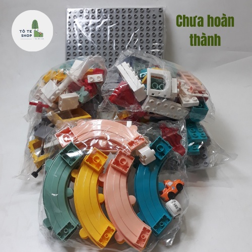 Đồ chơi lắp ráp lego lâu đài cầu trượt có ô tô siêu đẹp, siêu hấp dẫn với 209 pcs dành cho các bé