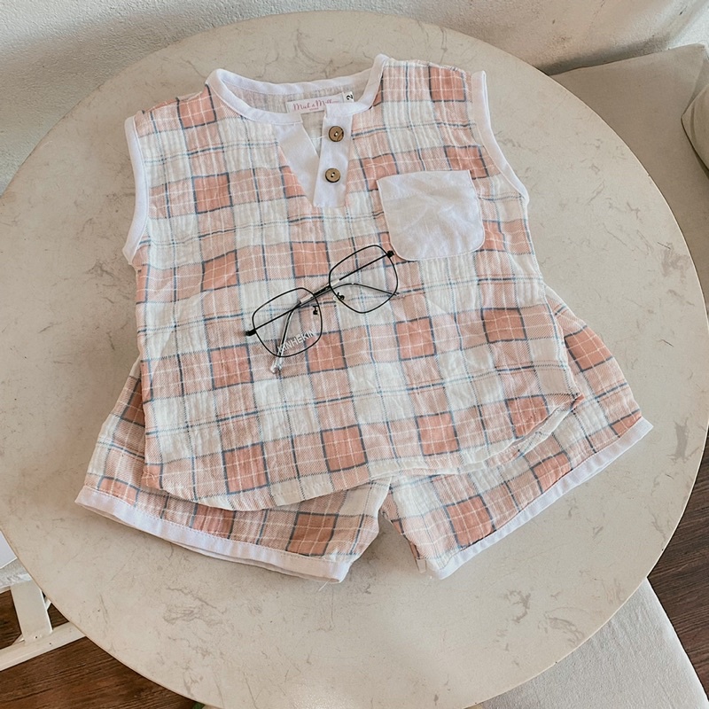Bộ Quần Áo Caro Trẻ Em Mick and Milk 1,2,3,4,5,6 Tuổi Đồ Bộ Bé Trai Chất Đẹp Ngắn Tay Mùa Hè