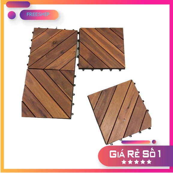 Combo 10 VỈ GỖ LÓT SÀN BAN CÔNG GỖ TỰ NHIÊN NGOÀI TRỜI 6 NAN CHÉO - SÀN GỖ TỰ LẮP RÁP TỰ NHIÊN