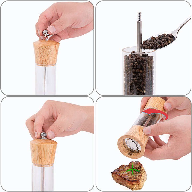 1 Dụng Cụ Xay Tiêu Bằng Gỗ Trong Suốt