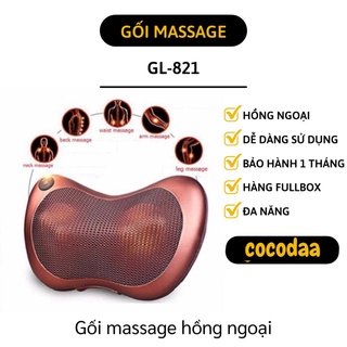 Gối massage đầu - Gối massage hồng ngoại hai chiều 4 bi GL-821 3 chế độ xoa bóp cơ và huyệt 2452 [FREESHIP]