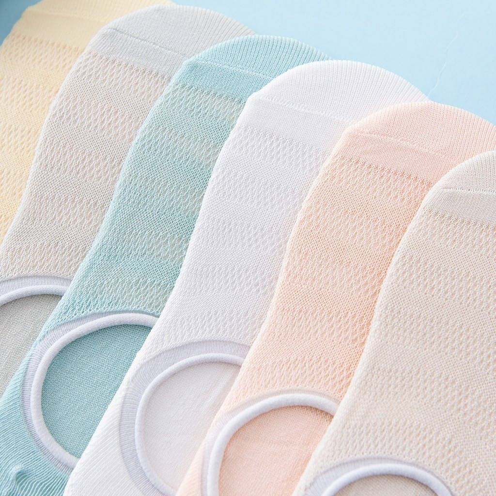 Hộp 6 đôi tất lười nữ ngắn cổ, gót silicon chống tuột Caramella