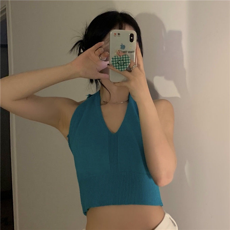 Áo Cổ Yếm Không Tay Thời Trang Hàn Quốc Dành Cho Nữ